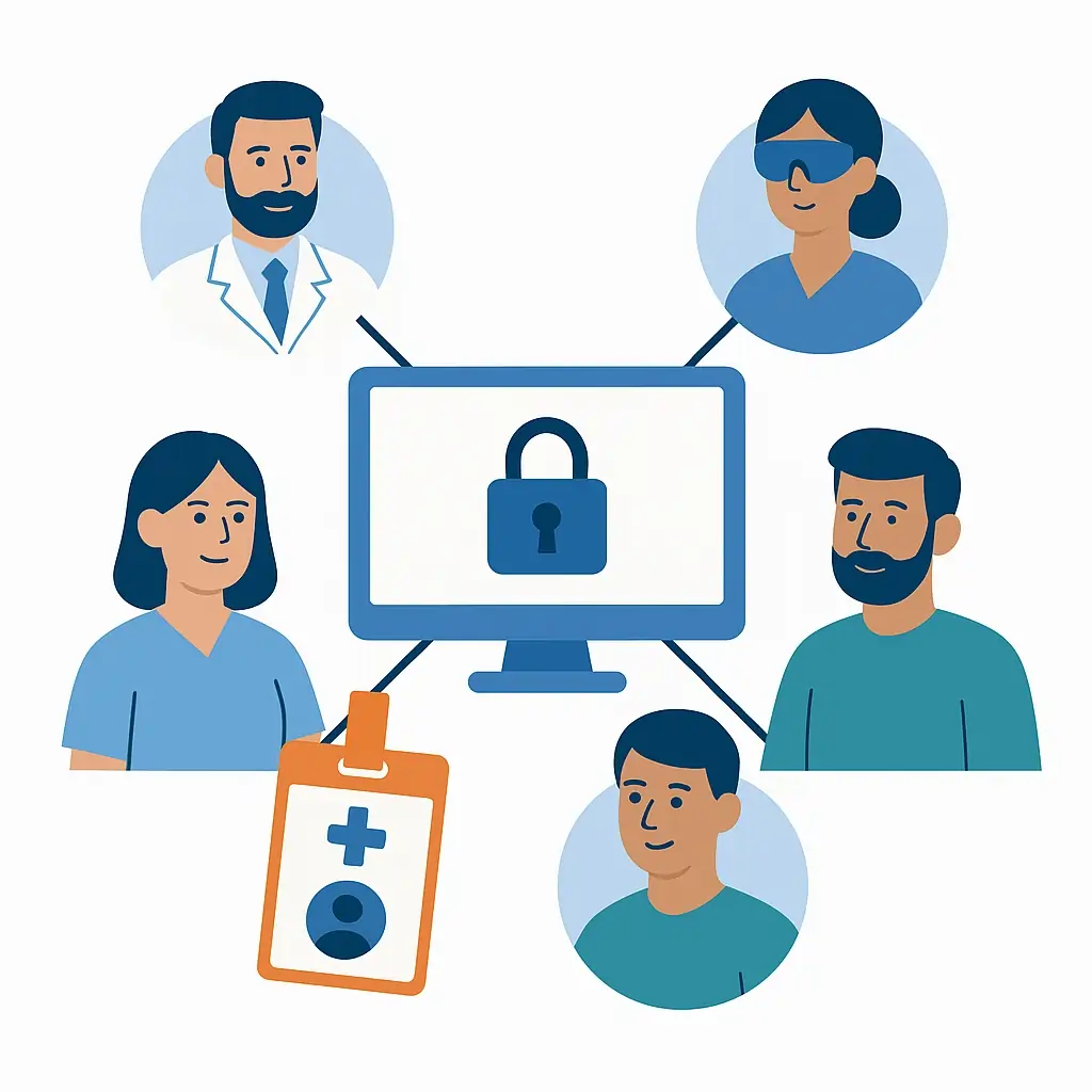Multi-user role access interface illustration